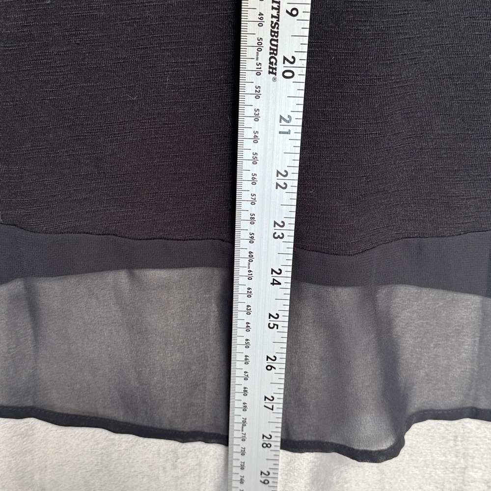 Adrienne Vittadini Shirt Womens Medium Black Sleeveless High Low Chiffon Trim - Picture 7 of 7